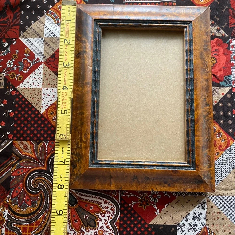 Vtg Martin Aborn Italian Burl Wood Picture Frame Hand Carved Trim Tabletop Wall